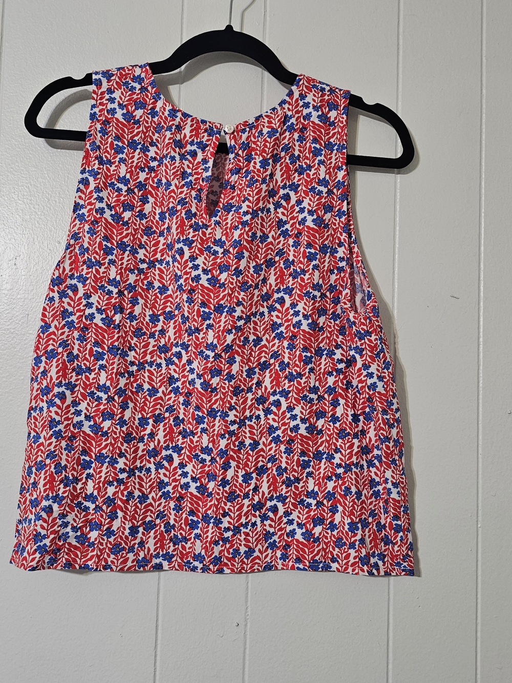 J.Crew Floral Sleeveless Top Small Red Blue Print Swing Tank Boho Cottagecore - Picture 3 of 9